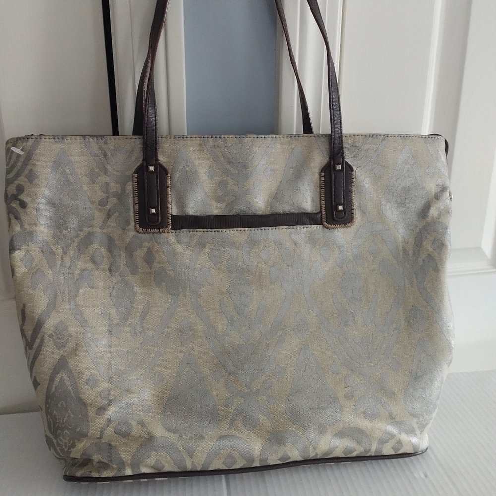 Stella & Dot. Canvas Metallic Tote Bag